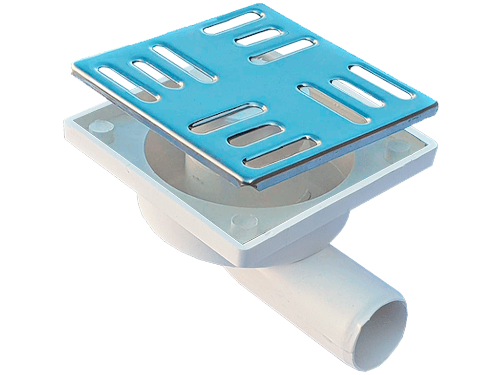 Трап для душа Мини ПП с решеткой нержавеющей 100x100x70 с горизонтальным выпуском D=32mm.